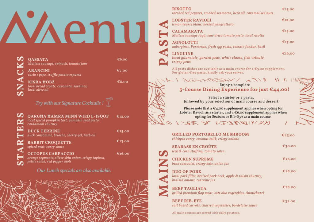 Winter A La Carte Menu