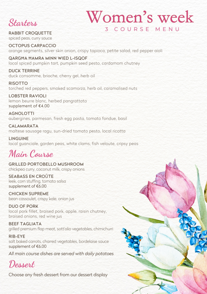 Women's Day Menu